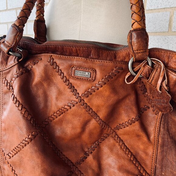 Spikes & Sparrow Brandy Brown Leather Shoulder Bag Purse Boho Distressed - Picture 2 of 8